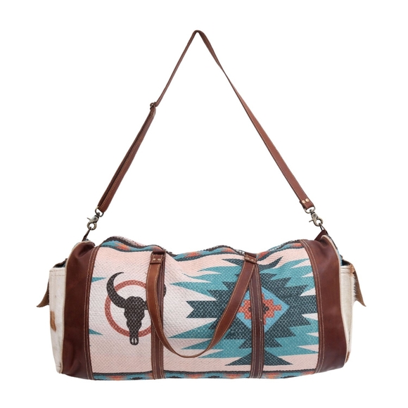 🎁Rug tooled leather duffel bag western tribal New - Picture 5 of 16